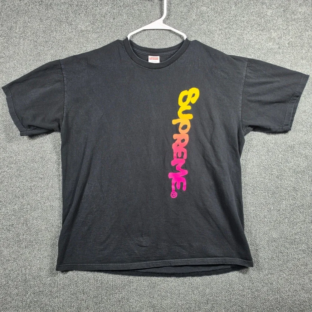 Supreme T Shirt Mens Extra Large Vertical Gradient Logo Short Sleeve Made in USA